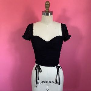 Tiger Mist Goth Girl Y2K Ruched Crop Top Short Set